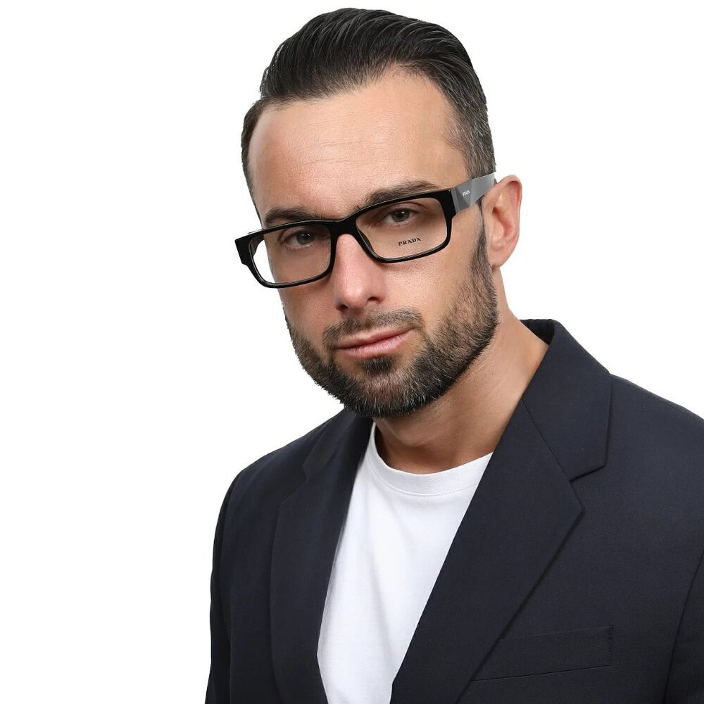Prada PRB09V Eyeglasses – Matte Black Rectangle Frame | Model 12P1O1 - Picture 10 of 10